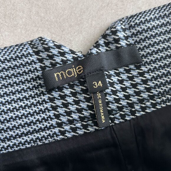 Maje Jadie Belted Houndstooth Mini Skirt EU34 / US2 ASO Emily in Paris - Picture 11 of 14